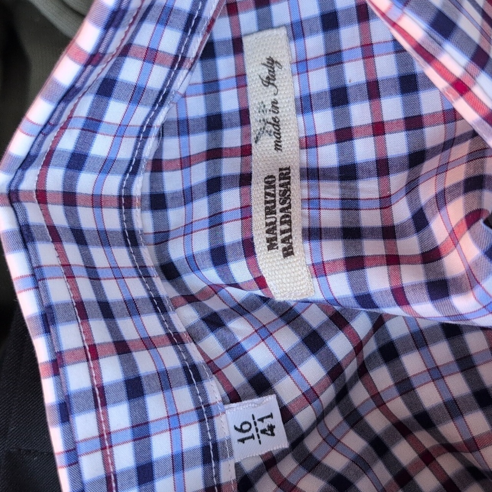 Maurizio Baldassari Navy, Red & White Plaid Cotton Sport Shirt - Picture 4 of 4